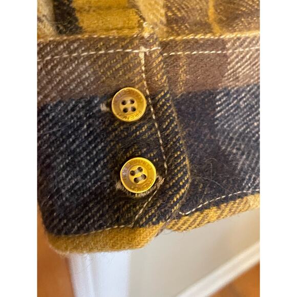 FRENCH CONNECTION Caty Checked Shacket Gold Wool Women’s Large - Picture 7 of 8